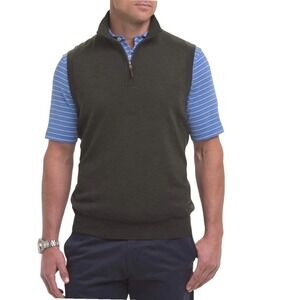 Fairway & Greene Mens XL Baruffa Merino Wool Windvest Quarter Zip Golf Vest